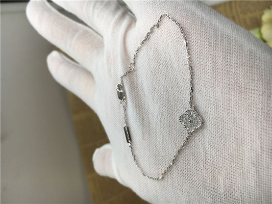 Quality 18k White Gold Sweet Alhambra Bracelet , Gold Chain Bracelets For Ladies factory