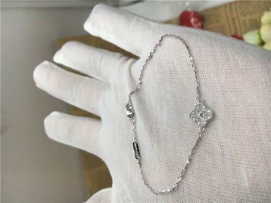 Quality 18k White Gold Sweet Alhambra Bracelet , Gold Chain Bracelets For Ladies factory