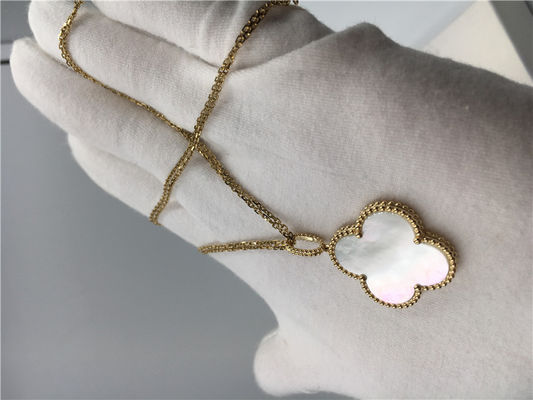 Quality Long Yellow 18K Gold Necklace Elegant White Mother Of Pearl For Ladies factory