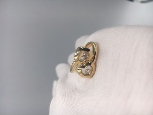 Quality Vintage Engagement Chopard Happy Curves Ring 18k Yellow Gold With Diamond factory
