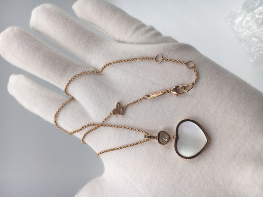 Quality Diamond Mother Of Pearl 18K Gold Necklace With Chopard Happy Hearts Pendant factory