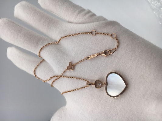 Quality Diamond Mother Of Pearl 18K Gold Necklace With Chopard Happy Hearts Pendant factory