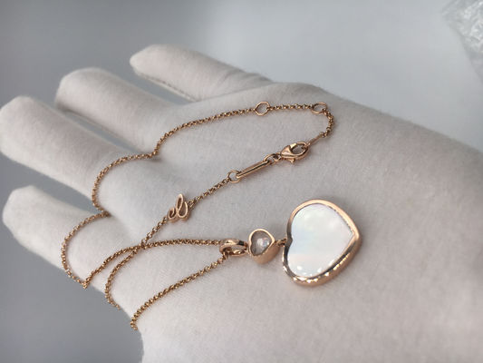 Quality Diamond Mother Of Pearl 18K Gold Necklace With Chopard Happy Hearts Pendant factory