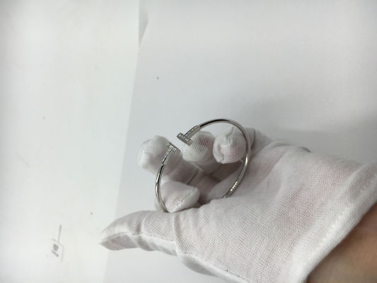 Quality T Wire Bracelet 18K Gold Jewelry White Gold With Round Brilliant Diamonds factory