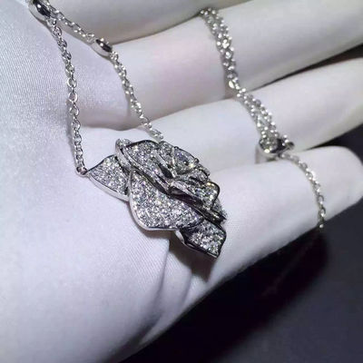 Quality Piaget Rose Pendant With 18k Gold Chain , Women'S Piaget Diamond Necklace factory