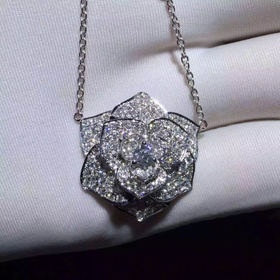 Quality Piaget Rose Pendant With 18k Gold Chain , Women'S Piaget Diamond Necklace factory