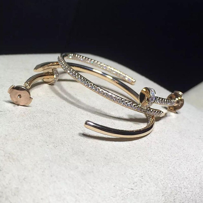 Women'S High End Custom Jewelry  Nail Earrings 18k White Gold With Diamond