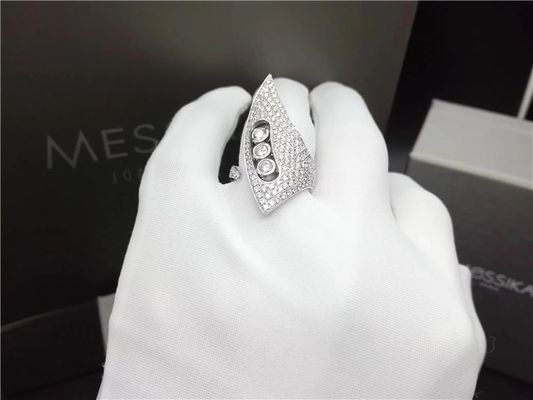 Quality 18K White Gold Diamond Rings , Women'S Wedding Engagement Rings With Horn Design factory