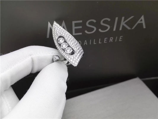 Quality 18K White Gold Diamond Rings , Women'S Wedding Engagement Rings With Horn Design factory
