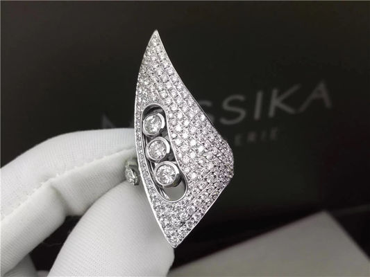 Quality 18K White Gold Diamond Rings , Women'S Wedding Engagement Rings With Horn Design factory