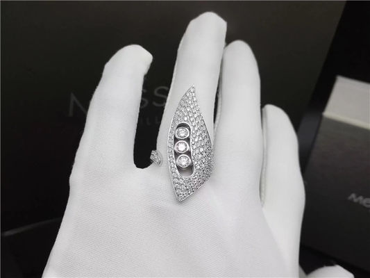 Quality 18K White Gold Diamond Rings , Women'S Wedding Engagement Rings With Horn Design factory