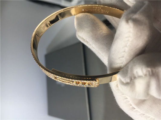 Quality Custom 3pcs Moving Diamond Bangle Bracelet Yellow Gold With Saddle Shape factory