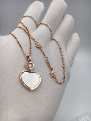Quality Women'S Natural Diamond Heart Pendant 18K Gold 45cm Length With Handmade factory