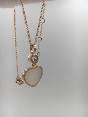 Quality Women'S Natural Diamond Heart Pendant 18K Gold 45cm Length With Handmade factory