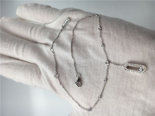 Quality Elegant 18K White Gold Ankle Bracelets Simple Design With One Moving Diamond factory