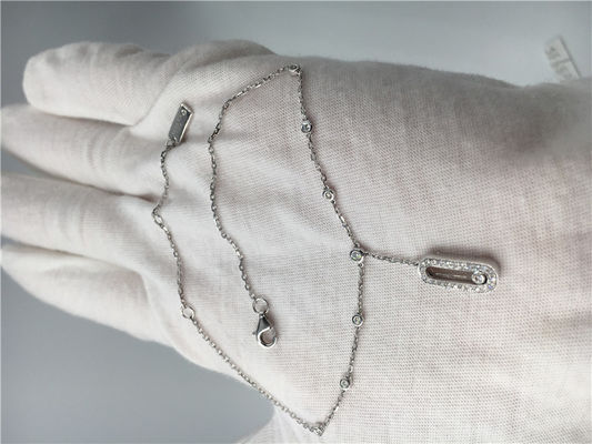 Quality Elegant 18K White Gold Ankle Bracelets Simple Design With One Moving Diamond factory