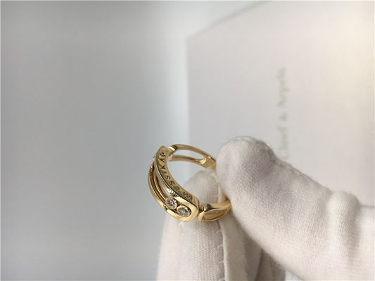 Quality Women's 18K Paris Jewelry Yellow Gold Half Empety 3 Moving Diamond Ring factory
