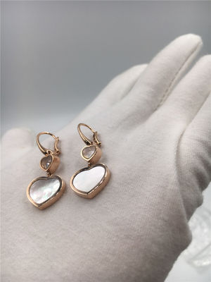 Quality Ladies Chopard Jewelry Happy Gold Heart Earrings 18K With Natural Diamonds Stone factory