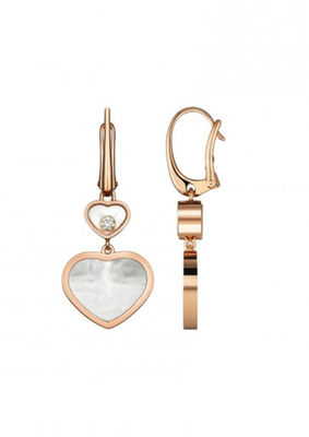 Quality Ladies Chopard Jewelry Happy Gold Heart Earrings 18K With Natural Diamonds Stone factory