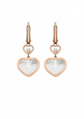 Quality Ladies Chopard Jewelry Happy Gold Heart Earrings 18K With Natural Diamonds Stone factory
