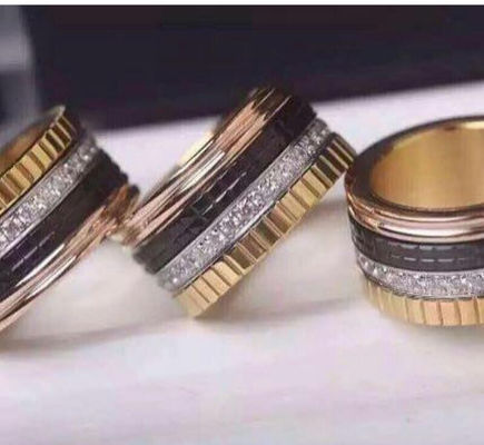 Quality Black Ceramic Gold Jewellery Rings 18K Gold Women's With Natural SI H Diamond factory