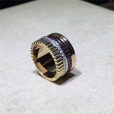 Quality Black Ceramic Gold Jewellery Rings 18K Gold Women's With Natural SI H Diamond factory