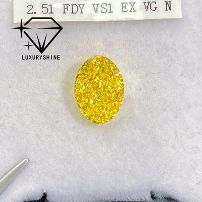 Quality LuxuryShine VVS-VS Fancy Yellow/Light Yellow/Fancy Intense/Vivid Yellow Lab Grown Diamond  1CT 2CT 3CT 4CT 5CT Oval Excellent Cut With Certificate & Customized jewelry factory