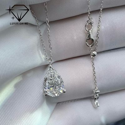 Quality Lab Grown Pear Diamond Necklace 18K Gold VVS-VS Clarity factory