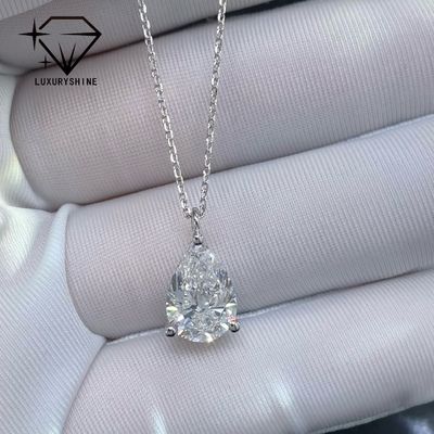 Quality Lab Grown Pear Diamond Necklace 18K Gold VVS-VS Clarity factory