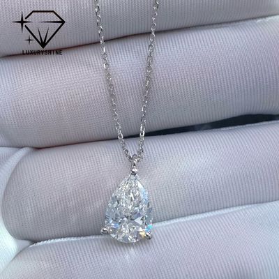 Quality Lab Grown Pear Diamond Necklace 18K Gold VVS-VS Clarity factory