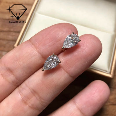 Quality 18K Gold Pear Cut Lab Grown Diamond Stud Earrings VVS-VS Clarity factory