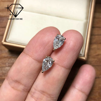Quality 18K Gold Pear Cut Lab Grown Diamond Stud Earrings VVS-VS Clarity factory