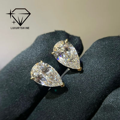 Quality 18K Gold Pear Cut Lab Grown Diamond Stud Earrings VVS-VS Clarity factory