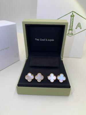 Quality VCA Alhambra Earrings Van Cleef And Arpels White Mother Pearl Malachite Carnelian factory