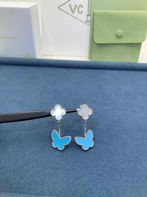 Quality VCARP2R200 Magic Alhambra Earrings 2 Motifs 18K Rose Gold Diamond factory