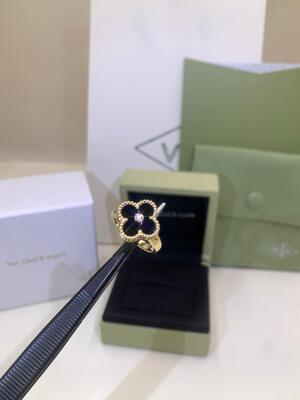 Quality Icon Luck Van Cleef And Arpels Alhambra Ring Yellow Gold Carnelian Diamond VCARD40800 factory