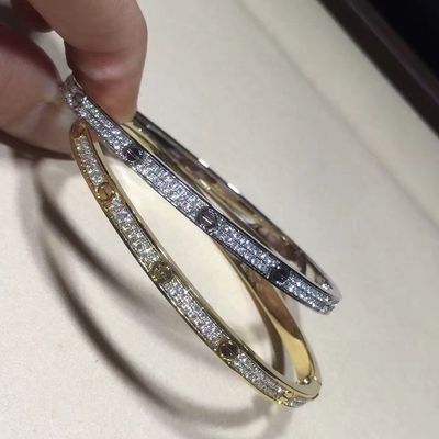 Quality Women White Gold Diamond Bracelet , 18K Gold  Love Bracelet With Gemstone factory