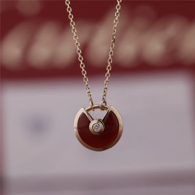 Quality Carnelian Diamond Amulette De Cartier Necklace Xs Model Pink Gold factory