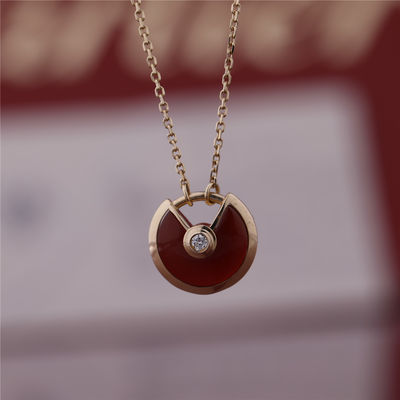 Quality Carnelian Diamond Amulette De Cartier Necklace Xs Model Pink Gold factory