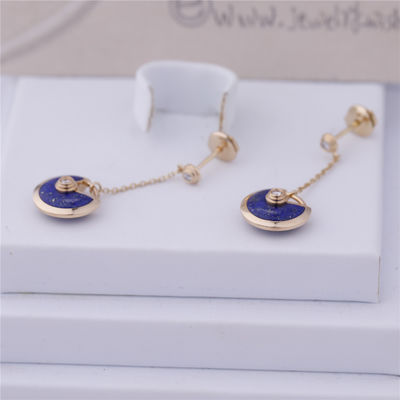 Quality Xs Model Yellow Gold Amulette De Cartier Earrings Lapis Lazuli factory
