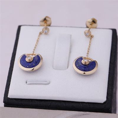 Quality Xs Model Yellow Gold Amulette De Cartier Earrings Lapis Lazuli factory