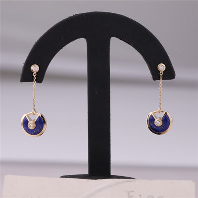 Quality Xs Model Yellow Gold Amulette De Cartier Earrings Lapis Lazuli factory