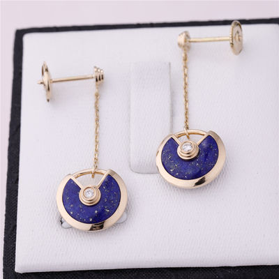 Quality Xs Model Yellow Gold Amulette De Cartier Earrings Lapis Lazuli factory