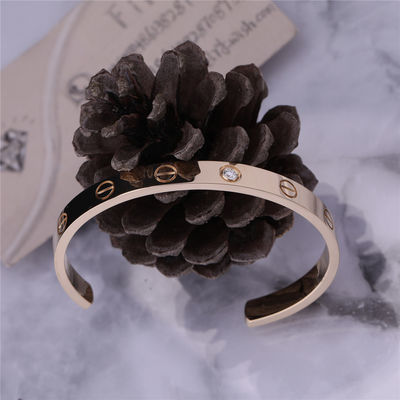 Quality Love Bracelet Open Bangle 18K Yellow Gold With 1 Diamond factory