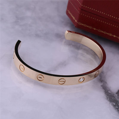 Quality Love Bracelet Open Bangle 18K Yellow Gold With 1 Diamond factory