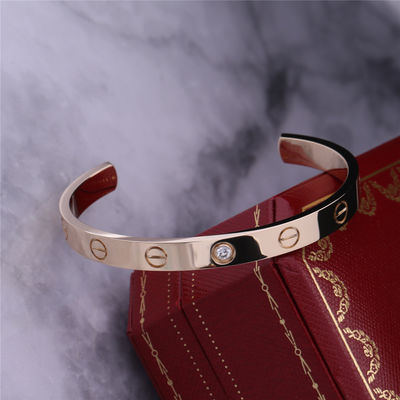 Quality Love Bracelet Open Bangle 18K Yellow Gold With 1 Diamond factory
