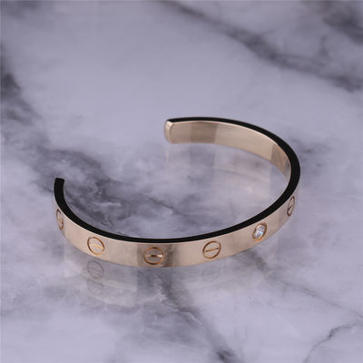 Quality Love Bracelet Open Bangle 18K Yellow Gold With 1 Diamond factory