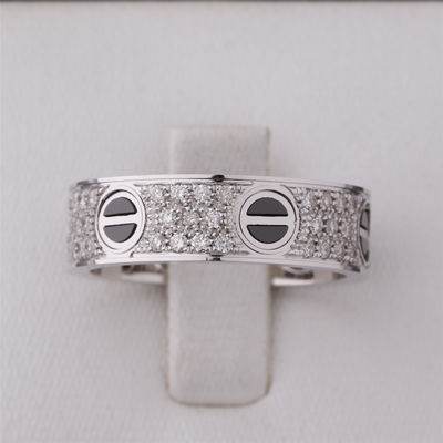 Quality Classic LOVE RING Full DIAMOND-PAVED CERAMIC WHITE 18K GOLD DIAMONDS factory