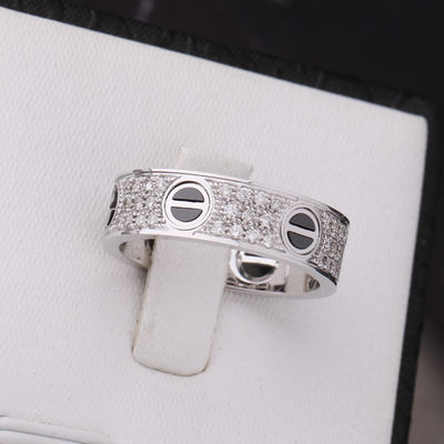 Quality Classic LOVE RING Full DIAMOND-PAVED CERAMIC WHITE 18K GOLD DIAMONDS factory