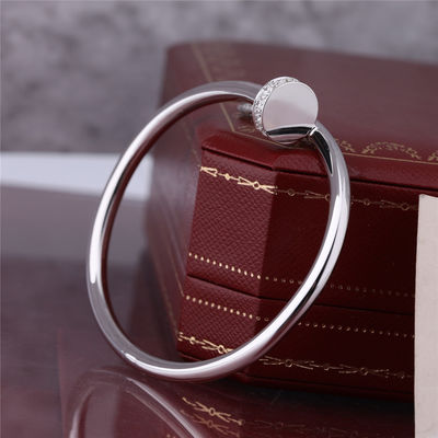 Quality JUSTE UN CLOU BRACELET in 18 Karat WHITE GOLD Nail Bracelet with DIAMONDS on Top and End factory